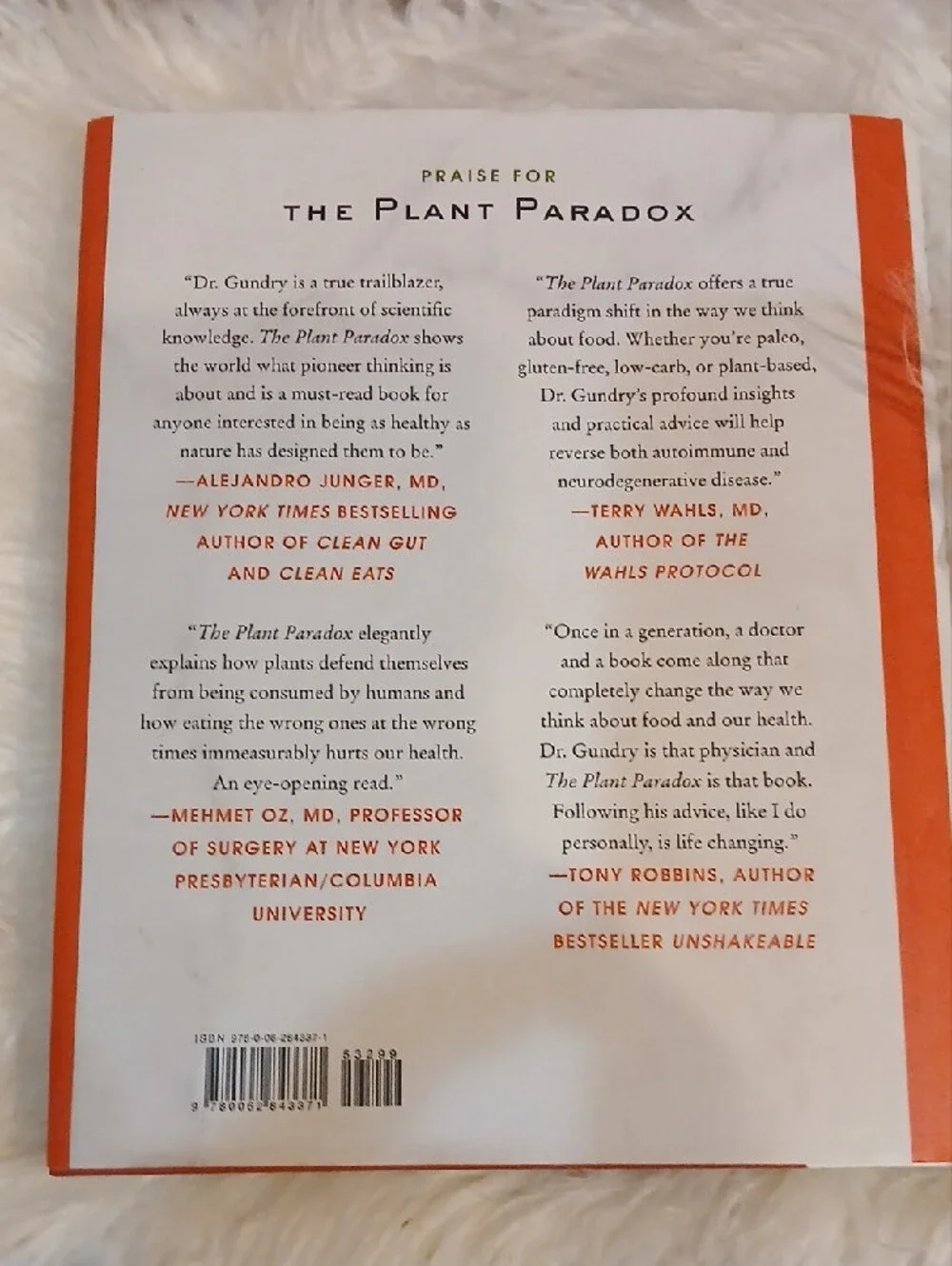 The Plant Paradox Cookbook by Steven R. Gundry - White & Orange Cover